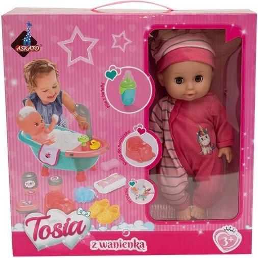 Immagine prodotto Askato Tosia-Puppe mit Badewanne in rosa Kleidung