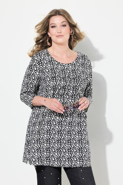 Actual product image Miamoda Long 3/4-Sleeve Leopard Pattern Shirt with Inscription (44)