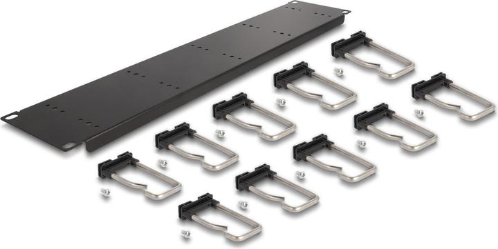 Actual product image Delock 48.30cm (19") cable management patch panel with 10 metal brackets 2 U black