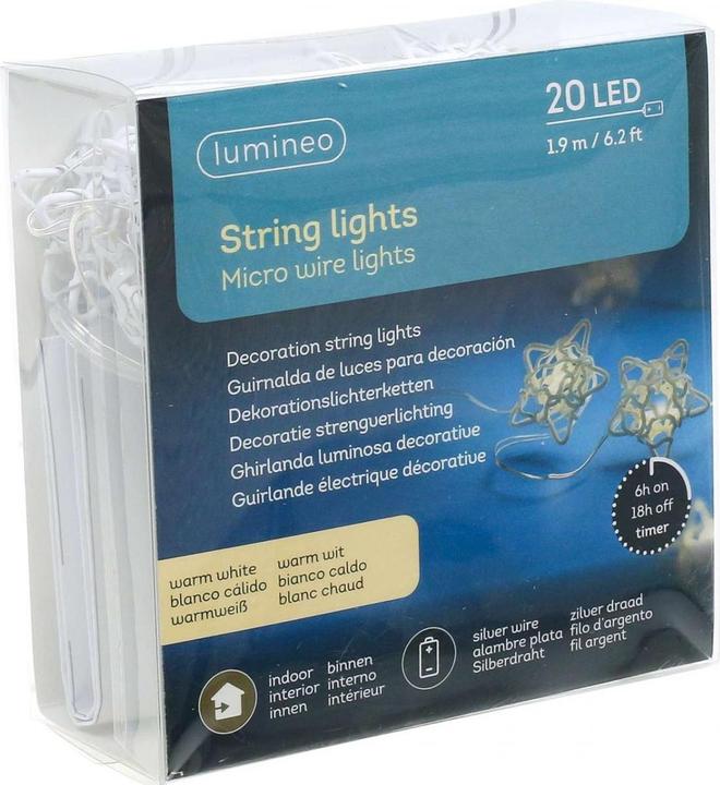 Produktbild Viana LED Lichterkette Sterne mit Timer für Innen 20 LEDs warmweiss (2.20 m)