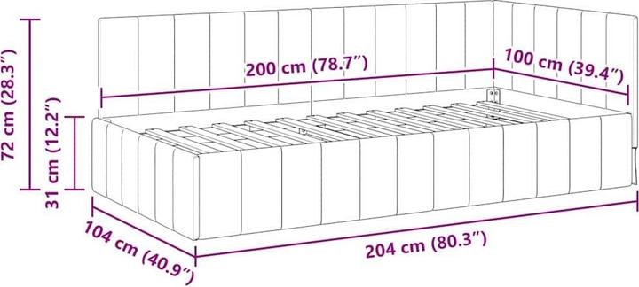 Image du produit vidaXL Eckbettgestell (100 x 200 cm)