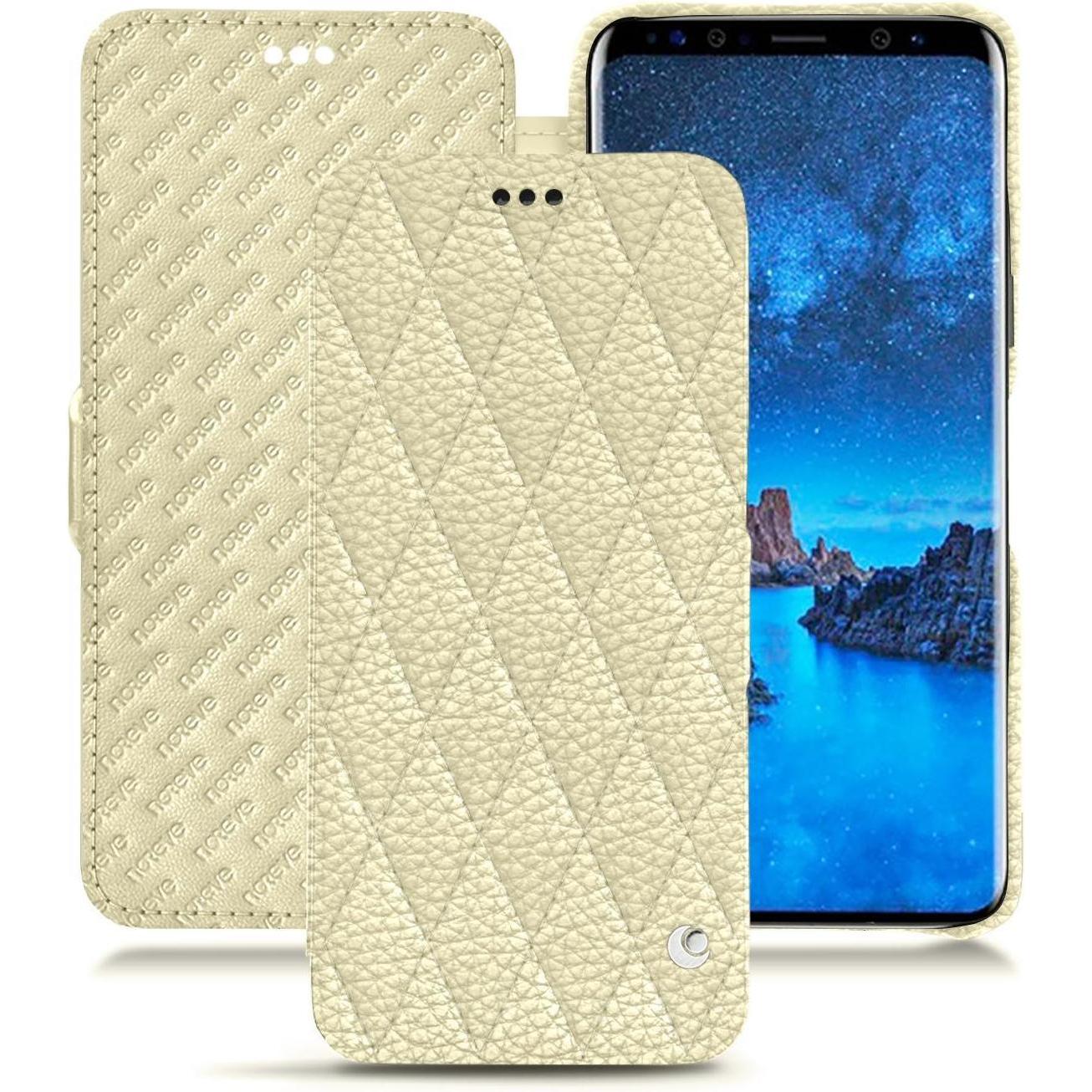 Noreve Lederschutzhülle horizontal (Samsung Galaxy S9+), Smartphone Hülle, Weiss