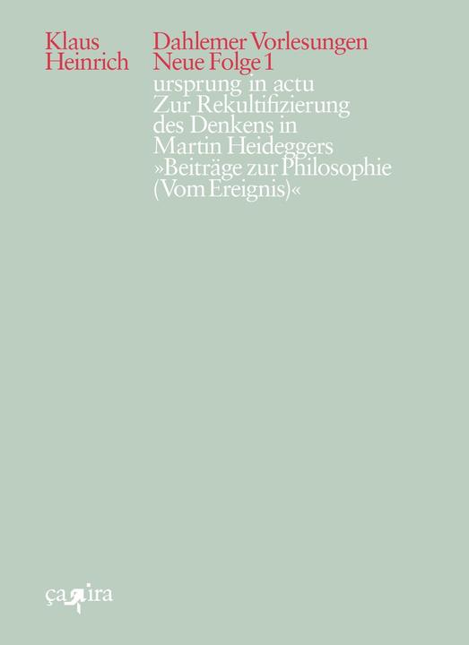Ursprung in actu (German, Klaus Heinrich, 2023)