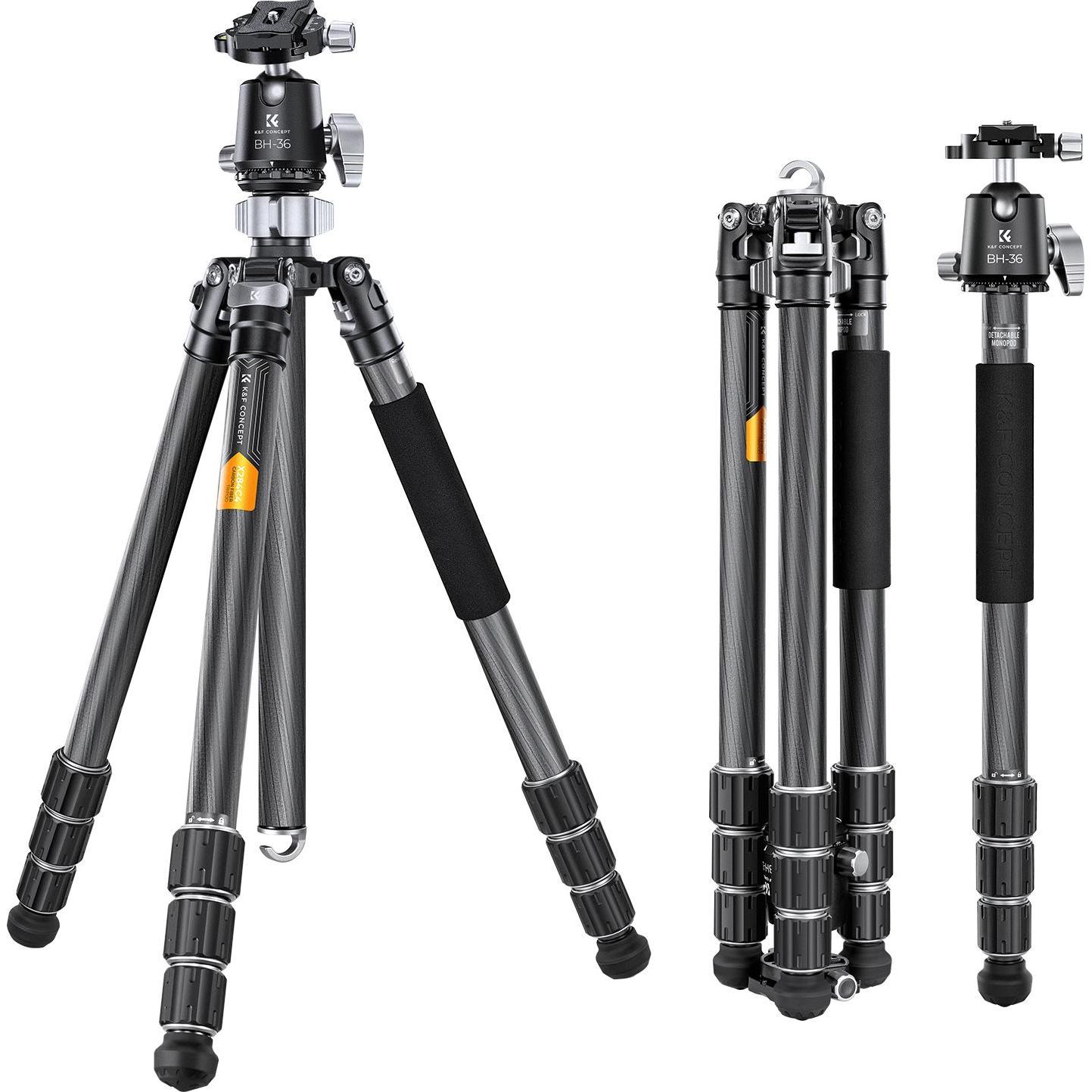 K&F Concept Tripod X284C4+BH-36, Stativ, Grau