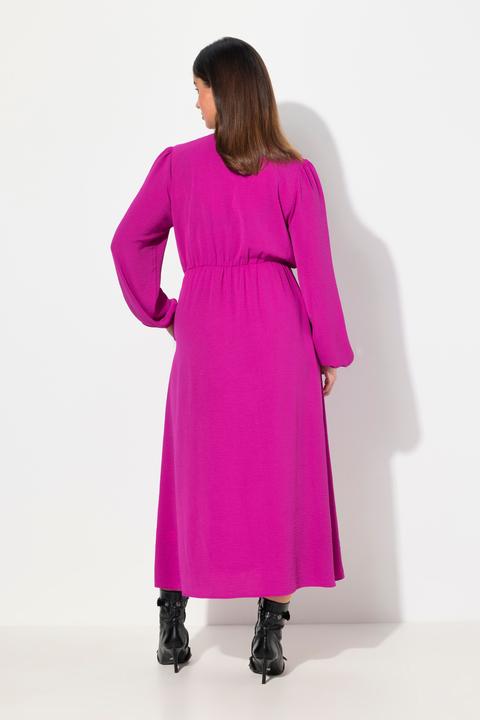 Produktbild Ulla Popken Midikleid, Wickeloptik, A-Linie, V-Ausschnitt, Langarm (50, 52)