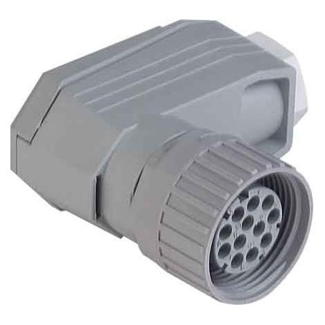 Hirschmann Netz-Steckverbinder Buchse, gewinkelt Gesamtpolzahl: 11 + PE 5 A Grau N11R FF 1 St., Elektronikkabel + Stecker, Grau