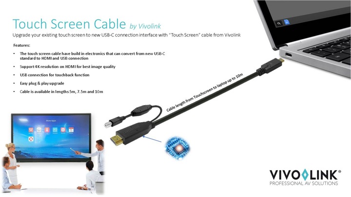 Actual product image Vivolink Touch Screen Cable 10m Black (10 m, USB 3.2 Gen 1)