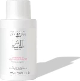 Image du produit Byphasse Lait démaquillant doux pour le visage et les yeux adapté à tous types de peau (Lait nettoyant, 500 ml)