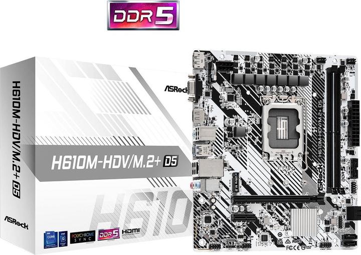 Produktbild AsRock H610M-HDV/M.2+ (LGA 1700, Intel H610, mATX)