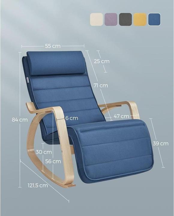 Image du produit Songmics Chaise à bascule bleu marron Tissu