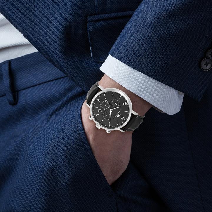 Produktbild Herren Chronograph Arakon Echtleder schwarz - 26531 (Chronograph, 42 mm)