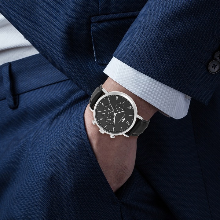 Immagine prodotto Cronografo da uomo Arakon in vera pelle nera - 26531 (Cronografo, 42 mm)