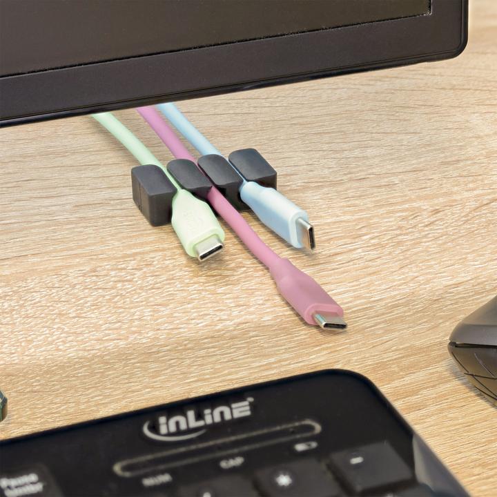 Produktbild InLine 5er Pack ® Kabelclip, 3-fach, selbstklebend, schwarz