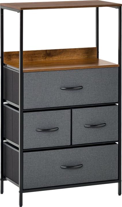 Produktbild Homcom Kommode Polyester, Metall Schwarz (29 x 58 x 103 cm)