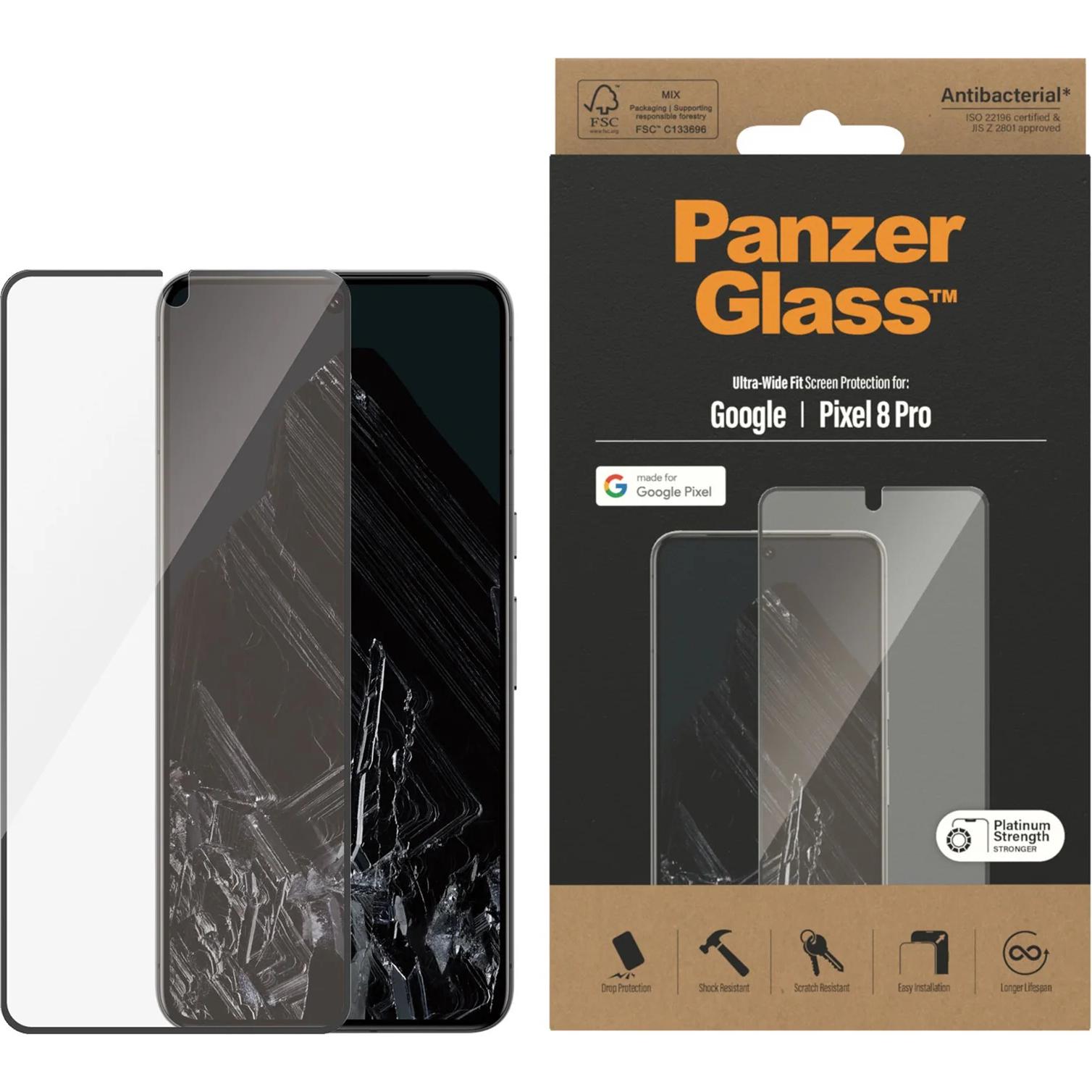 PanzerGlass Ultra-Wide Fit (1 Stück, Google Pixel 8 Pro), Smartphone Schutzfolie, Transparent