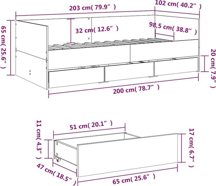 Image du produit vidaXL Tagesbett (100 x 200 cm)