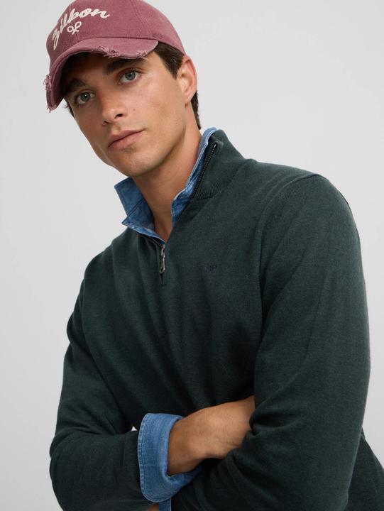 Produktbild Silbon Pullover mit Stehkragen 1/4 Reissverschluss aus Mischwolle (XL)