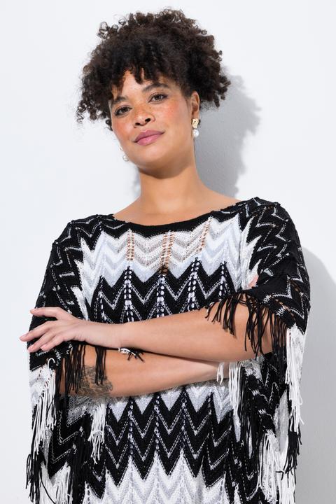 Immagine prodotto Miamoda Poncho, oversized, Zackenstrick mit Glitzer (42, 44, 46, 48)