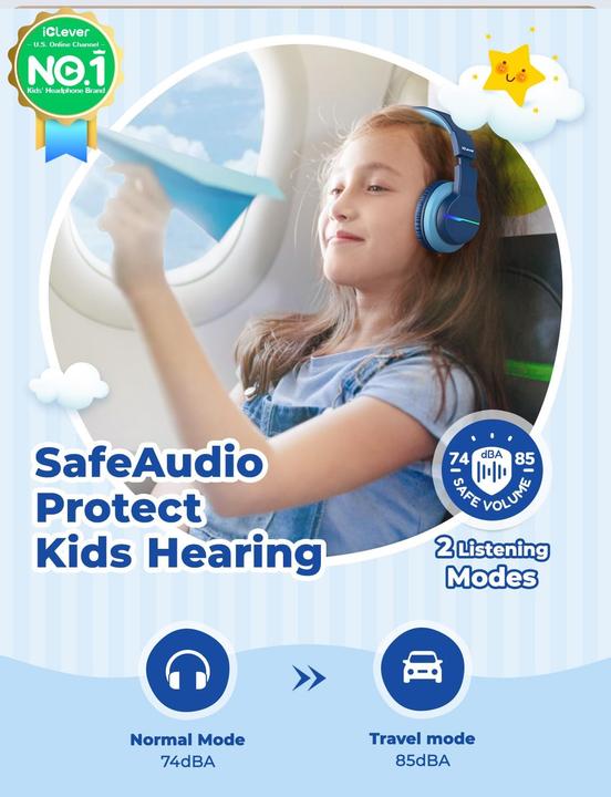 Produktbild Iclever Bluetooth-Kinderkopfhörer mit LED-Leuchten