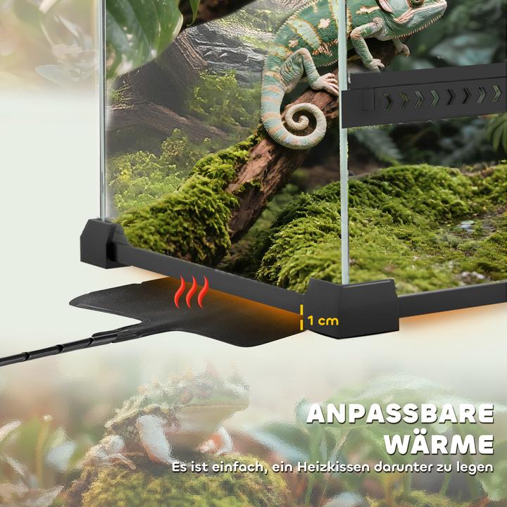 Image du produit PawHut Terrarium Hartglas, Stahl Schwarz