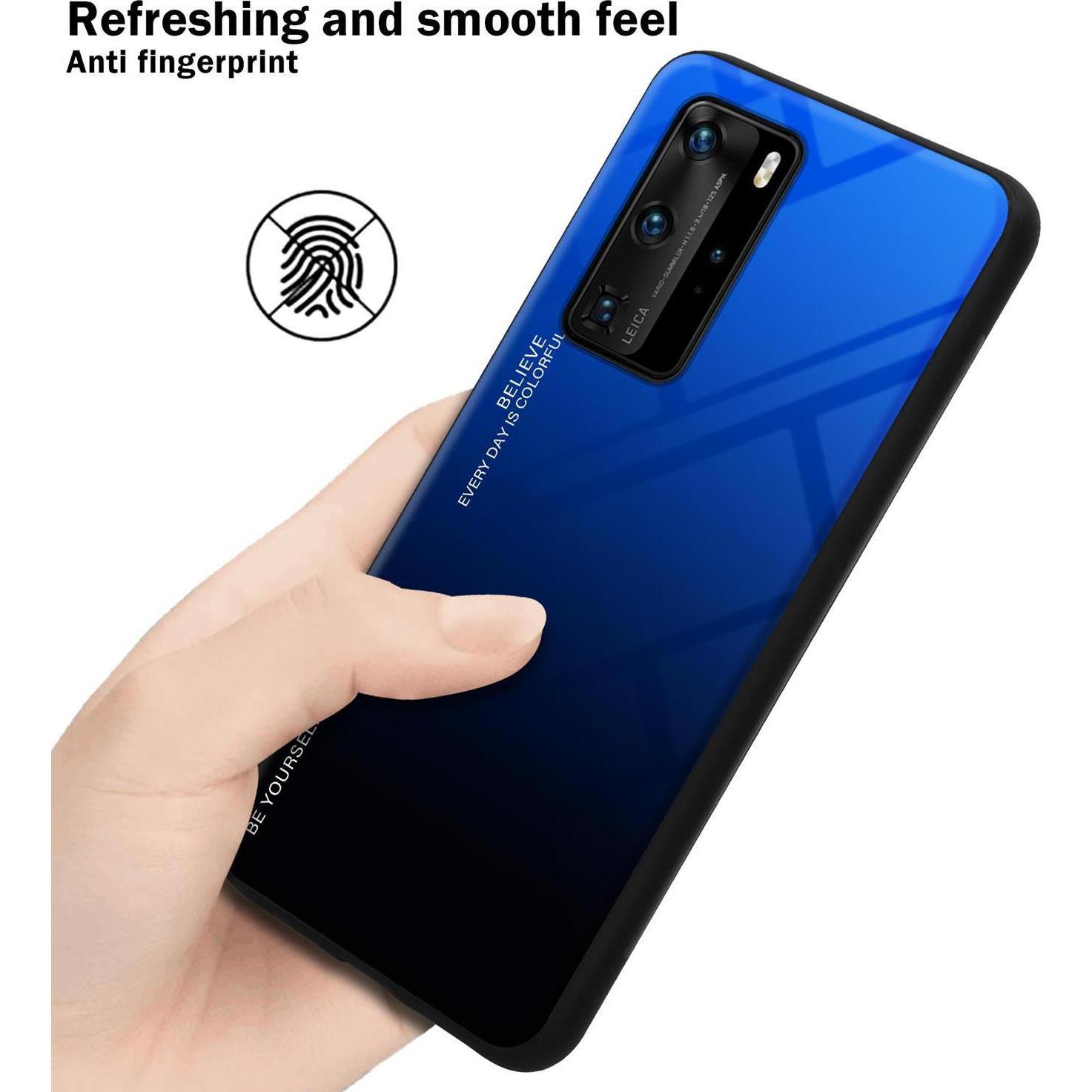 Thumbnail - Cadorabo TPU 2 Farben Glas Cover (Huawei P40 Pro+), Smartphone Hülle, Schwarz