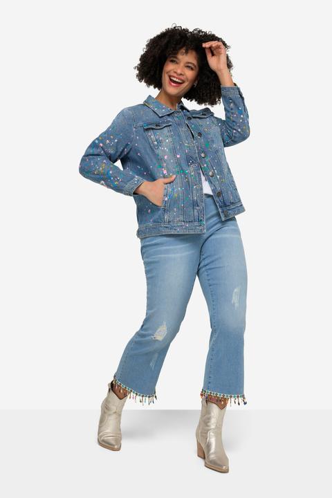 Immagine prodotto Angel of Style Jeansjacke, Classic Fit, Farbspritzer-Muster, Hemdkragen, Langarm (54)