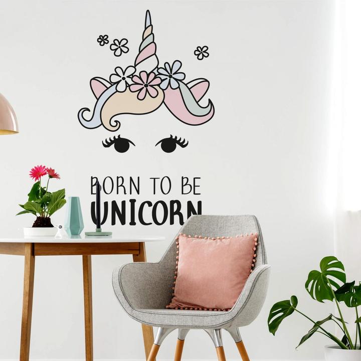 Produktbild Trenddeko Einhornkopf Born to be Unicorn (70 x 110 cm)