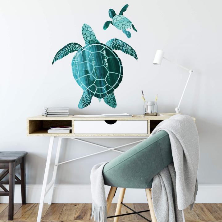 Actual product image Trenddeko Goed Blauw - turtle family (30 x 33 cm)