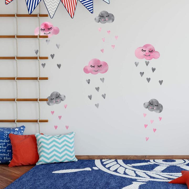 Produktbild Trenddeko Watercolor Wolken & graue Herzen (34 x 40 cm)
