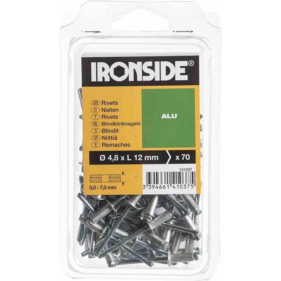 Ironside, Nieten, Blindnieten 4,8 x 12 mm Aluminium/Stahl, Verpackungsinhalt: 70 Stück