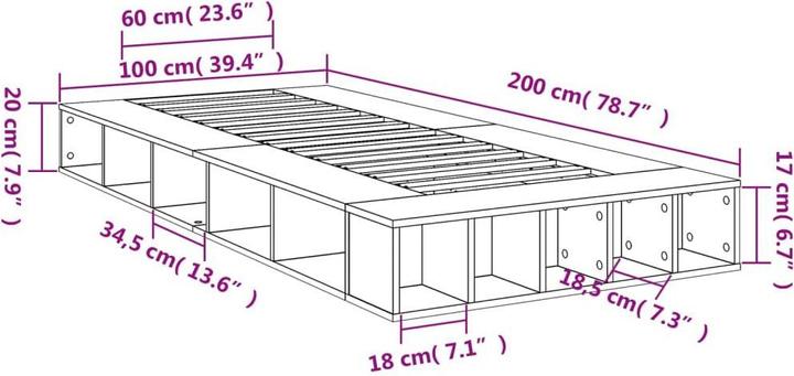 Image du produit vidaXL Bettgestell (100 x 200 cm)