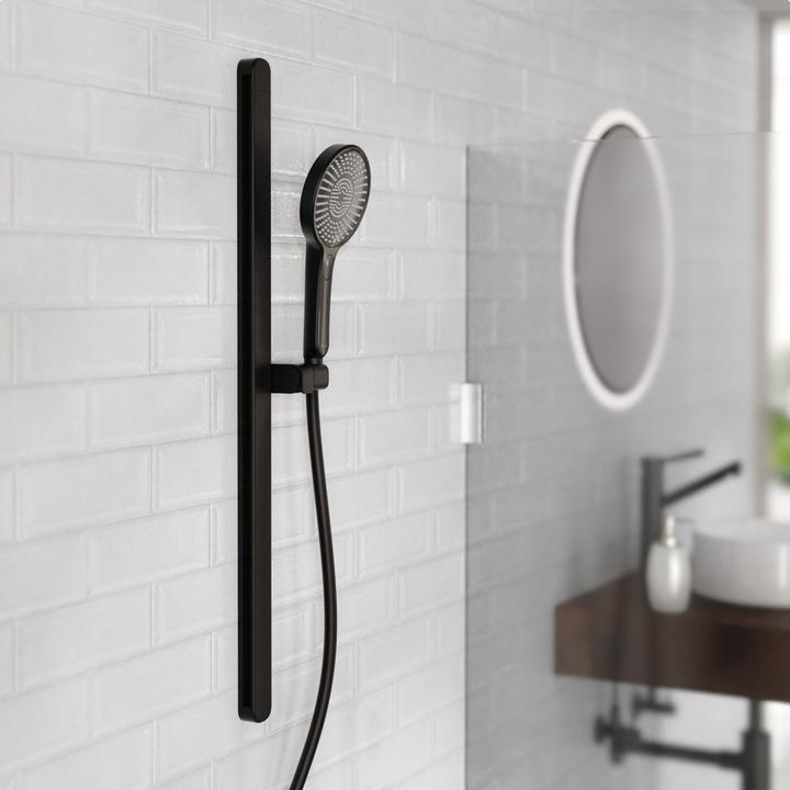 Actual product image Schütte Shower bar set bathroom KARIBIK bar shower set black matt oval Including hand shower 64206 (3 Beam types, 16 l/min)