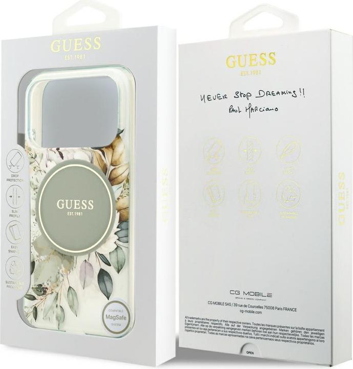 Productafbeelding Guess - IML Flower & Tonal Circle MagSafe (GUHMP17LHFWBDCEN) - iPhone 17 Pro - Green (Apple iPhone 17 Pro)