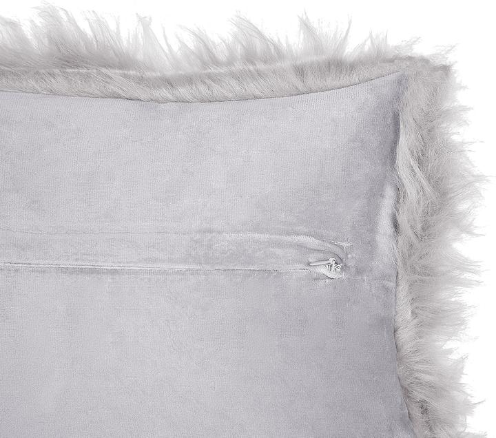 Actual product image Beliani Decorative cushion fur look light grey 42 x 42 cm Set of 2 LUBHA (45 x 45 cm)