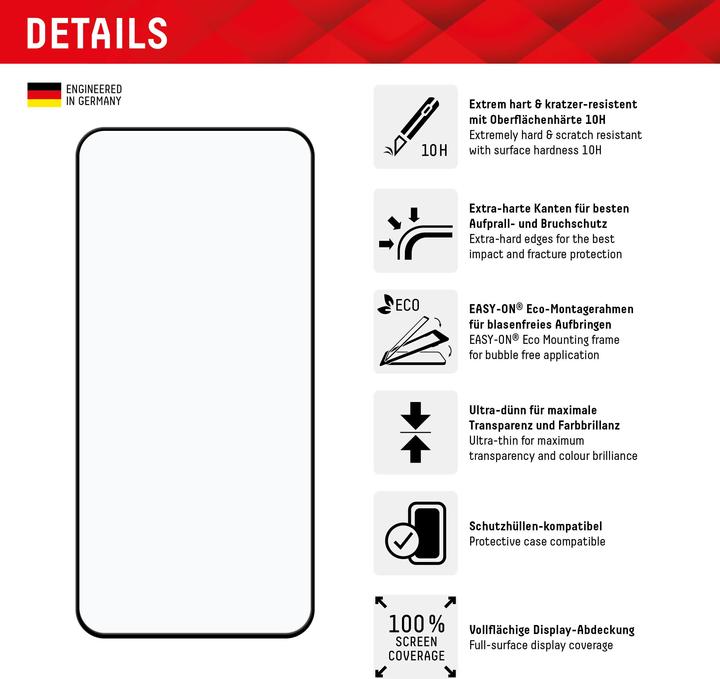 Actual product image Displex Real Glass, Full Cover Panzerglas (1 Piece, Samsung Galaxy A35, Samsung Galaxy A55)
