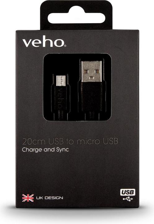 Image du produit veho VCL-001-M-20CM Câble USB USB 2.0 USB A Micro-USB B (0.20 m, USB 2.0)