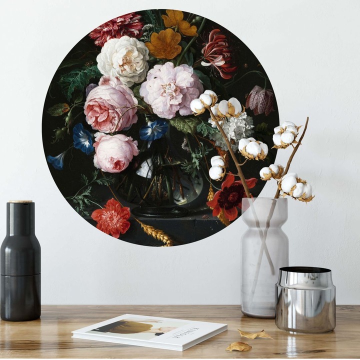 Immagine prodotto Trenddeko Natura morta con fiori in un vaso di vetro - rotondo (Ø 50 cm)