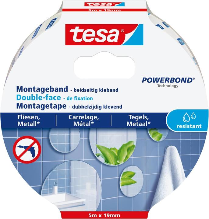 Actual product image tesa Powerbond double-sided mounting tape for tiles & metal (19 mm)