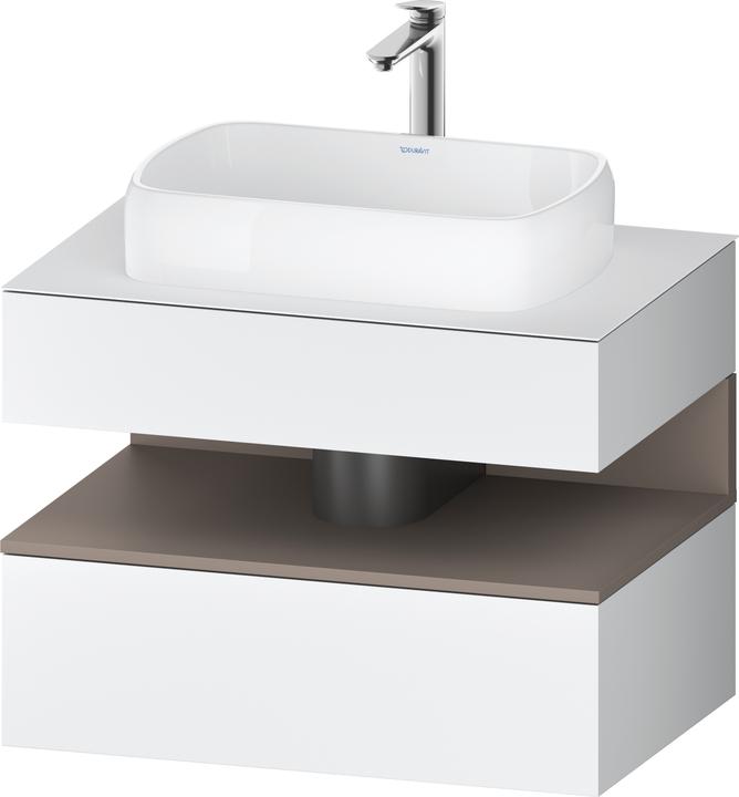 Duravit Qatego Konsolenwaschtischunterbau, 1 Auszug, 1 Schubkasten, Ausschnitt mittig, 800x550x600mm