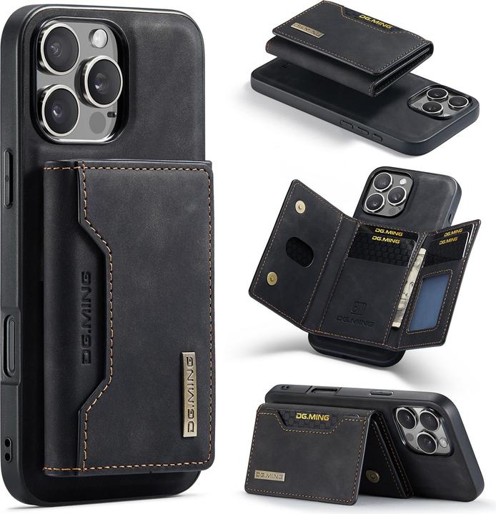 Produktbild Dg.Ming iPhone 13 Pro - Etui, Leder-Optik, Kartenfach & Magnetverschluss, Schwarz (Apple iPhone 13 Pro)