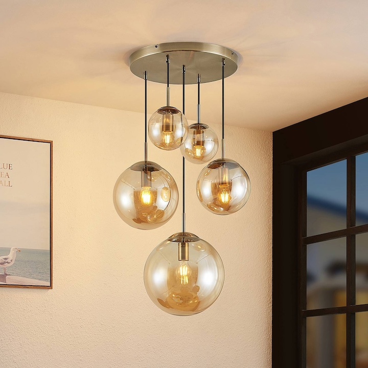 Produktbild Lindby Teeja 5 Cluster Pendelleuchte Amber (E27)