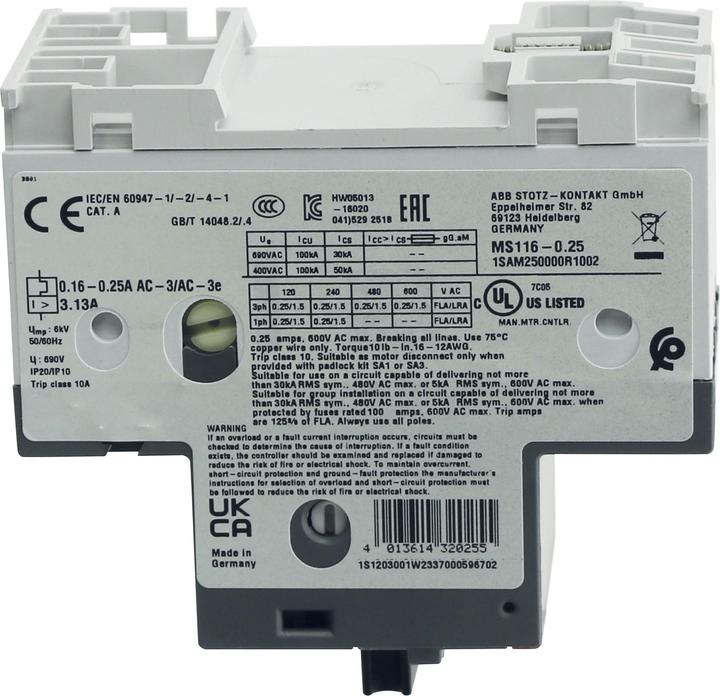 Produktbild ABB Motorschutzschalter MS116 - 0,25