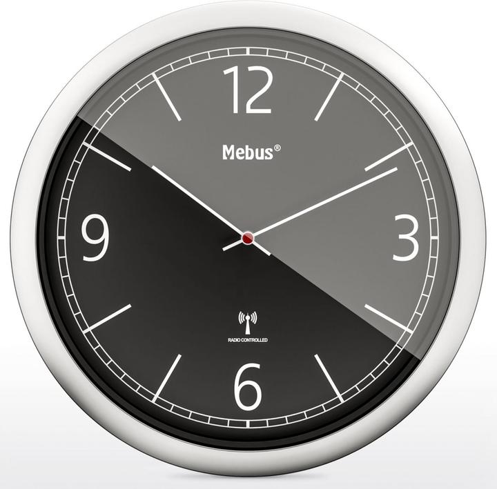 Mebus 19813 Funkwanduhr schwarz/silber