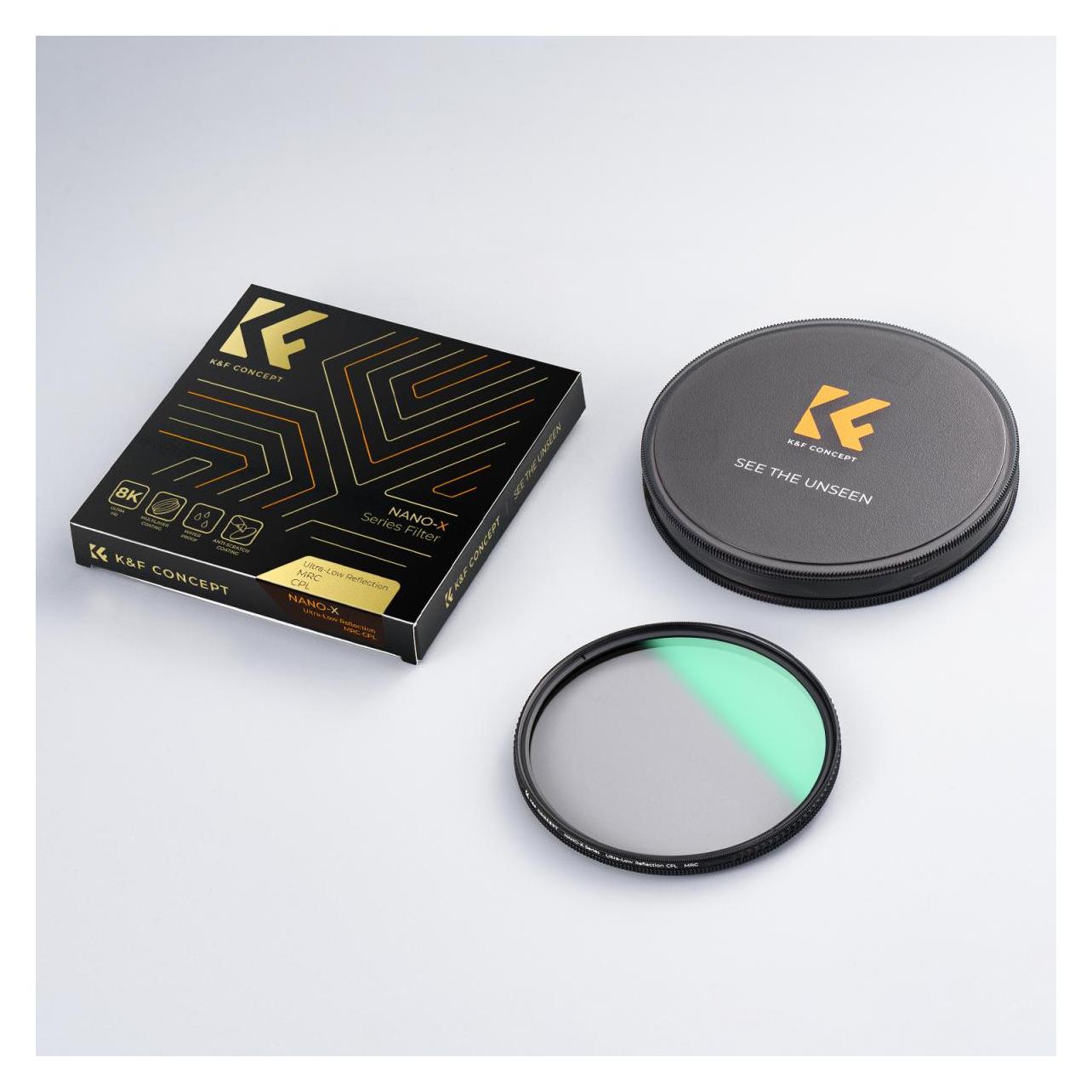 K&F Concept 55MM Ultra Low Refl. Cpl Filter Super Slim Green Coated, Hd, Waterproof, AntiScratch (Nano-X Series), Objektivfilter, Grün