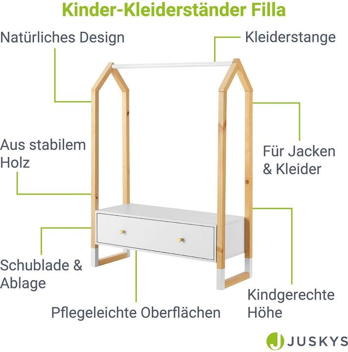 Immagine prodotto Juskys Kinder Kleiderständer Filla mit Schublade und Stange