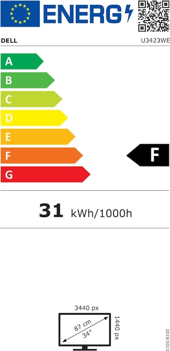 Energielabel Dell UltraSharp U3423WE (3440 x 1440 pixels, 34.14")