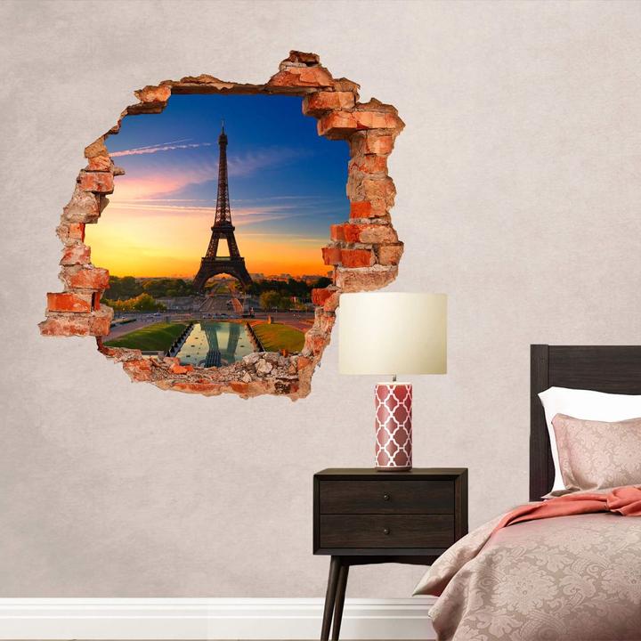 Produktbild Trenddeko 3D Eiffelturm im Sonnenuntergang (95 x 100 cm)