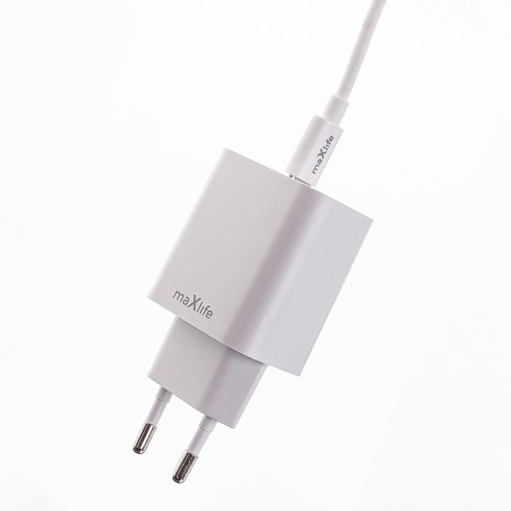 Produktbild Maxlife MXTC-06 PD QC Ladegerät 1x USB-C 20W weiss + USB-C - USB-C Kabel 20W (20 W, 1 Port)