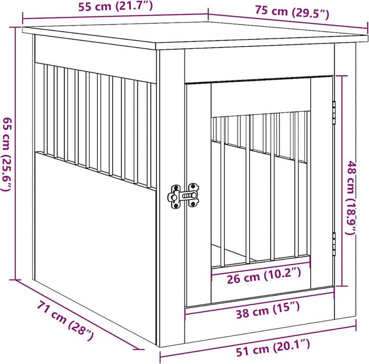 Actual product image vidaXL Dog cage in furniture style Artisan oak 55x75x65 cm wood-based material