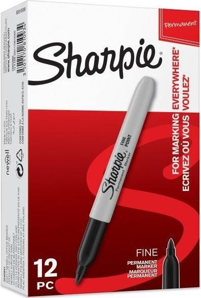 Immagine prodotto Sharpie Marcatore permanente punta del proiettile da 0,9 mm, fine, nero (12 x)